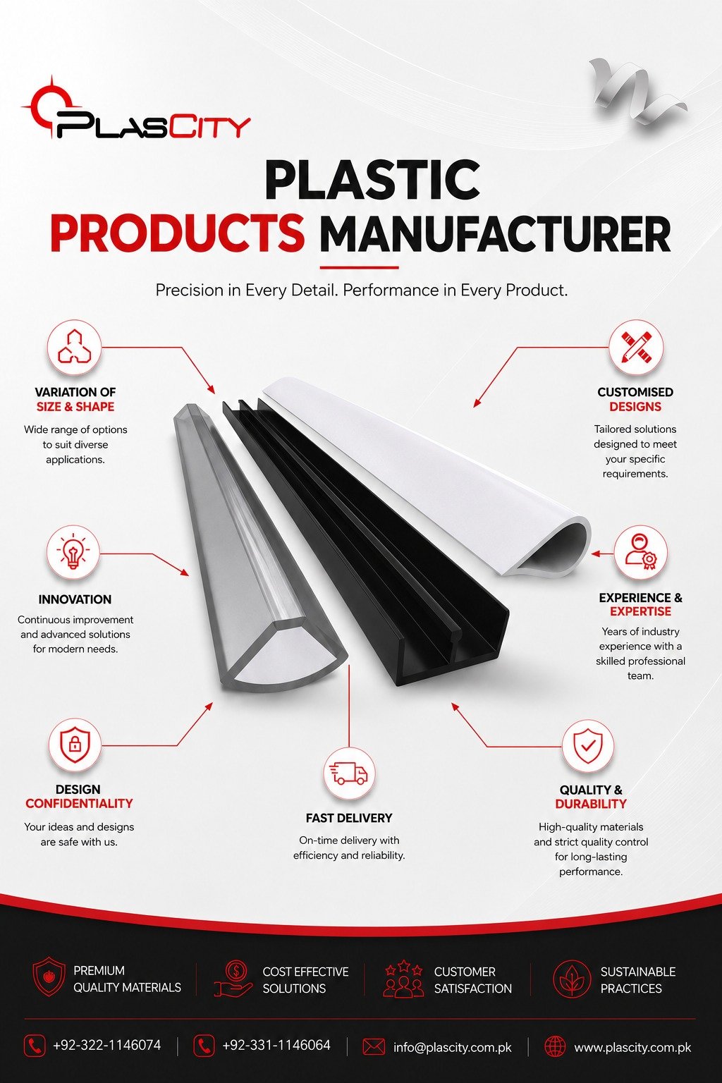Custom plastic profile extrusion manufacturer — PlasCity factory, Lahore, Punjab