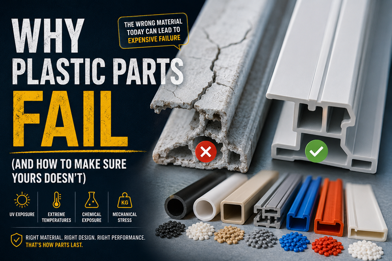 Custom PVC, ABS, and HDPE plastic parts made by PlasCity, a plastic material manufacturer in Pakistan