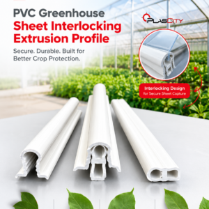 Two PVC greenhouse profiles shown apart before fitting. PlasCity custom plastic profiles manufacturer, Lahore, Pakistan